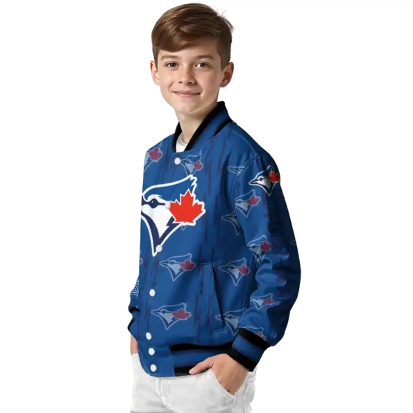 customized toronto blue jays bolt stripe blue varsity jacket trendy
