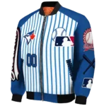 customized toronto blue jays eagle baseball blue white bomber jacket best selling