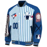 customized toronto blue jays eagle baseball blue white varsity jacket best selling