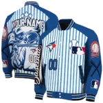 customized toronto blue jays eagle baseball blue white varsity jacket best selling
