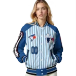 customized toronto blue jays eagle baseball blue white varsity jacket best selling