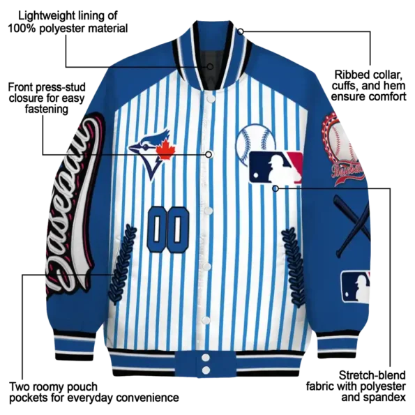 customized toronto blue jays eagle baseball blue white varsity jacket new arrival