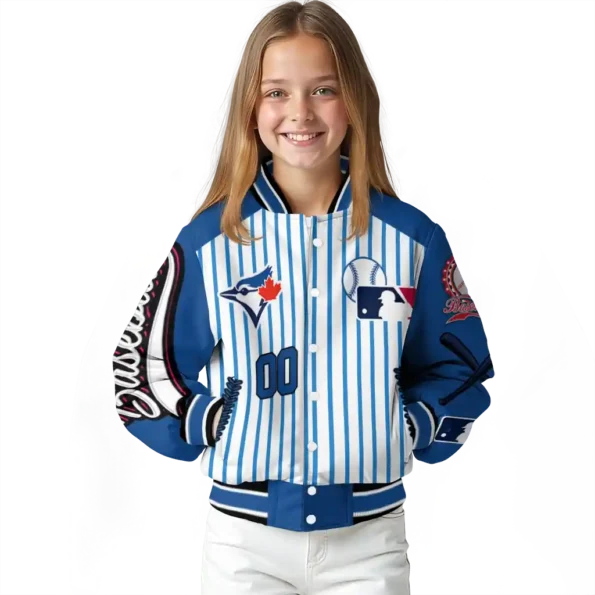 customized toronto blue jays eagle baseball blue white varsity jacket top rated