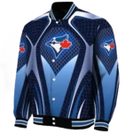 customized toronto blue jays mesh chest white crocs black varsity jacket best selling