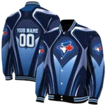 customized toronto blue jays mesh chest white crocs black varsity jacket best selling