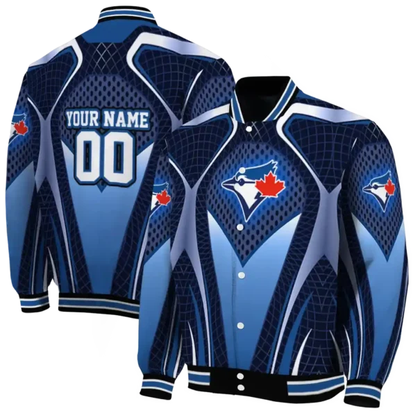 customized toronto blue jays mesh chest white crocs black varsity jacket fashion forward