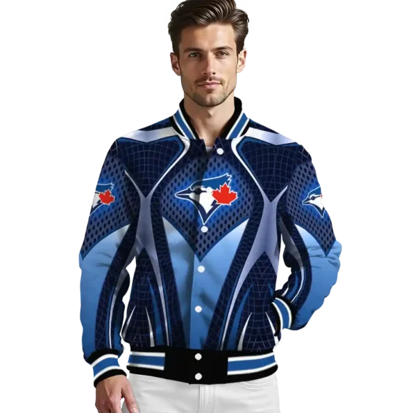 customized toronto blue jays mesh chest white crocs black varsity jacket high quality