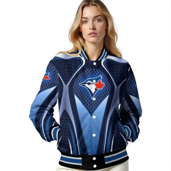 customized toronto blue jays mesh chest white crocs black varsity jacket latest model