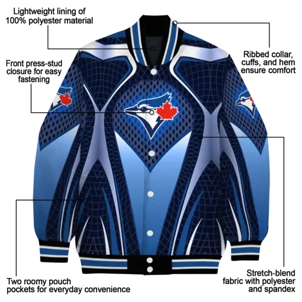 customized toronto blue jays mesh chest white crocs black varsity jacket new arrival