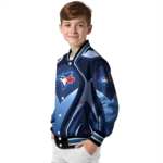 customized toronto blue jays mesh chest white crocs black varsity jacket best selling