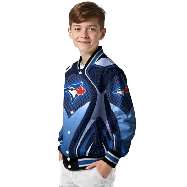 customized toronto blue jays mesh chest white crocs black varsity jacket trendy