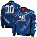 customized toronto blue jays star burst blue bomber jacket best selling