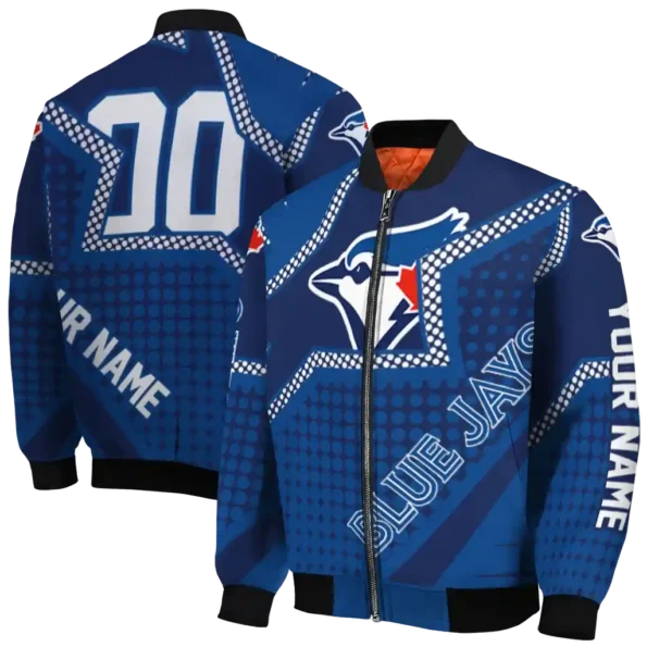 customized toronto blue jays star burst blue bomber jacket fashion forward