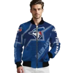 customized toronto blue jays star burst blue bomber jacket best selling