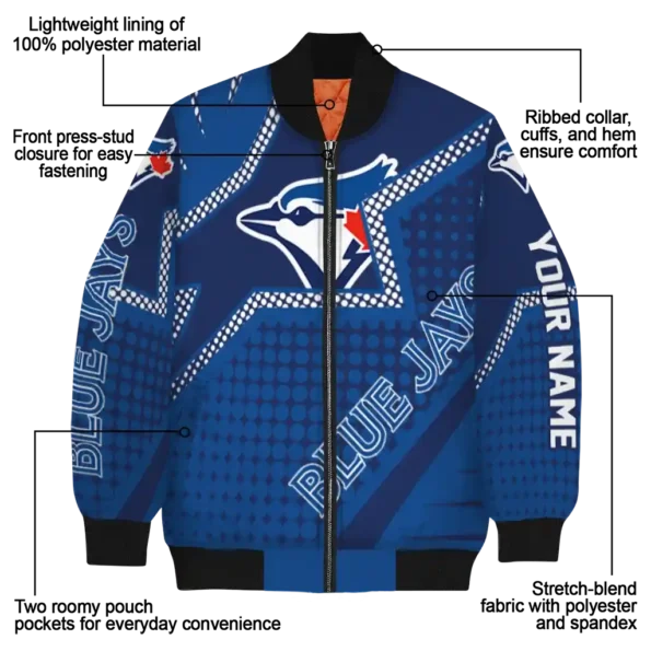 customized toronto blue jays star burst blue bomber jacket new arrival