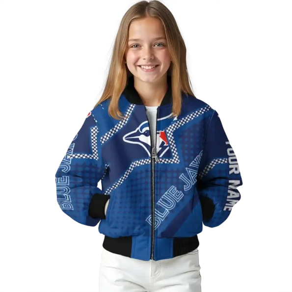 customized toronto blue jays star burst blue bomber jacket top rated