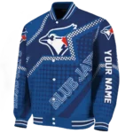 customized toronto blue jays star burst blue varsity jacket best selling
