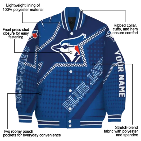customized toronto blue jays star burst blue varsity jacket new arrival