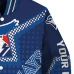 customized toronto blue jays star burst blue varsity jacket best selling