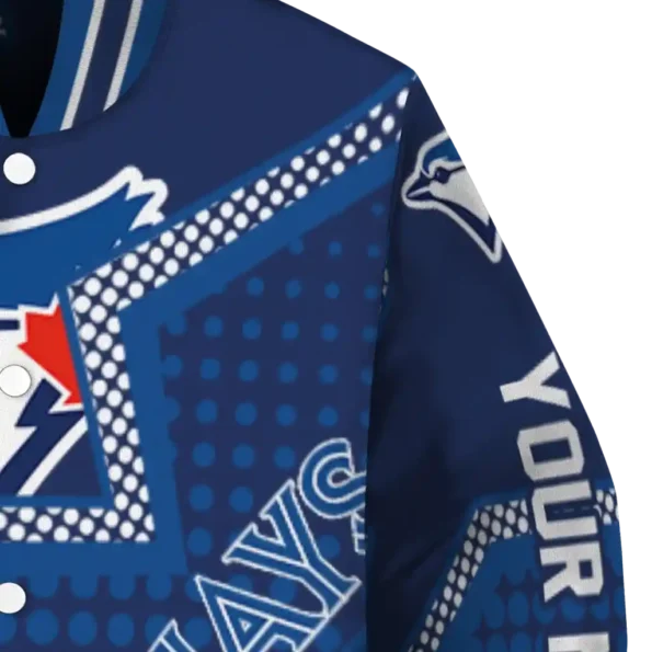 customized toronto blue jays star burst blue varsity jacket premium grade