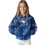 customized toronto blue jays star burst blue varsity jacket best selling