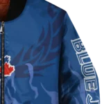 customized toronto blue jays winged blaze blue white bomber jacket best selling