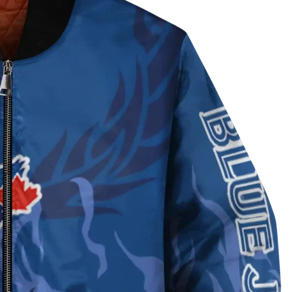 customized toronto blue jays winged blaze blue white bomber jacket premium grade