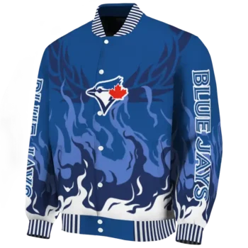 customized toronto blue jays winged blaze blue white varsity jacket best selling