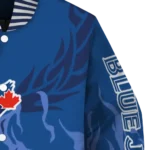 customized toronto blue jays winged blaze blue white varsity jacket best selling