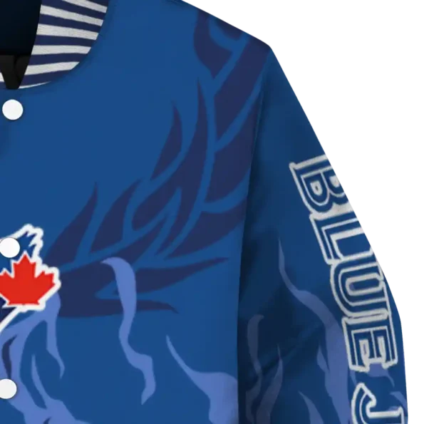 customized toronto blue jays winged blaze blue white varsity jacket premium grade