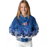 customized toronto blue jays winged blaze blue white varsity jacket best selling