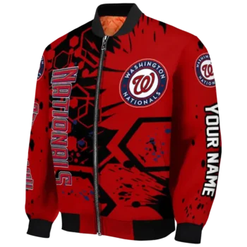 customized washington nationals hexagon cluster red black bomber jacket best selling