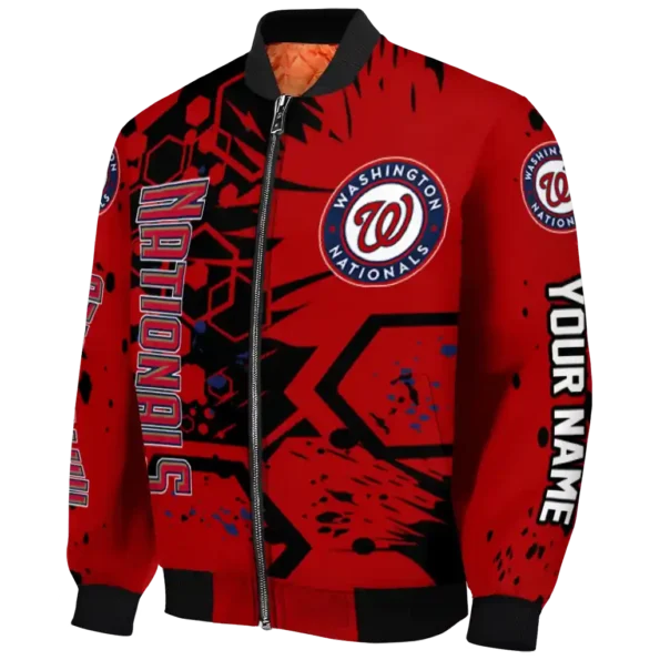 customized washington nationals hexagon cluster red black bomber jacket best selling