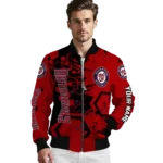 customized washington nationals hexagon cluster red black bomber jacket best selling