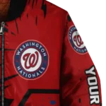 customized washington nationals hexagon cluster red black bomber jacket best selling