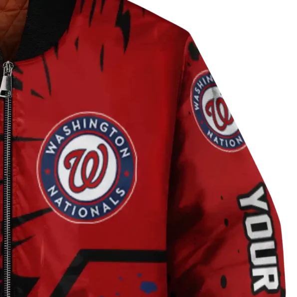 customized washington nationals hexagon cluster red black bomber jacket premium grade