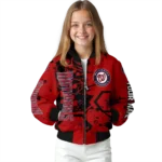 customized washington nationals hexagon cluster red black bomber jacket best selling