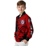 customized washington nationals hexagon cluster red black bomber jacket best selling