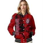 customized washington nationals hexagon cluster red black varsity jacket best selling