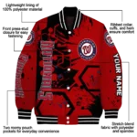 customized washington nationals hexagon cluster red black varsity jacket best selling