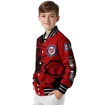 customized washington nationals hexagon cluster red black varsity jacket best selling