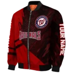 customized washington nationals hexagon mesh red black bomber jacket best selling