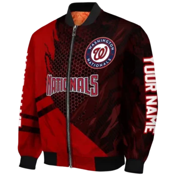 customized washington nationals hexagon mesh red black bomber jacket best selling