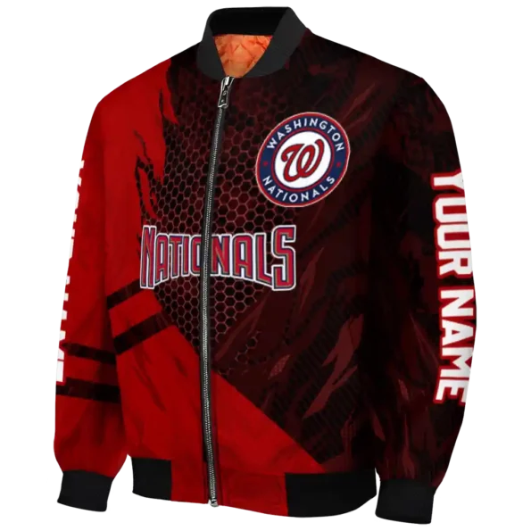 customized washington nationals hexagon mesh red black bomber jacket best selling