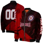 customized washington nationals hexagon mesh red black bomber jacket best selling