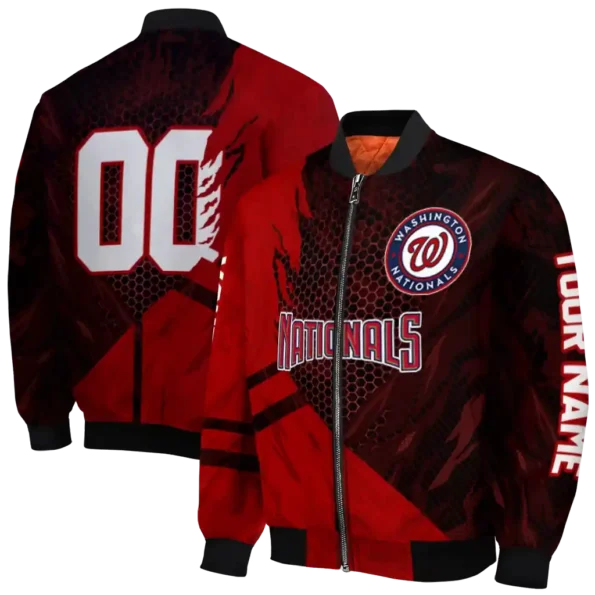 customized washington nationals hexagon mesh red black bomber jacket fashion forward