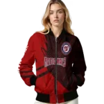 customized washington nationals hexagon mesh red black bomber jacket best selling