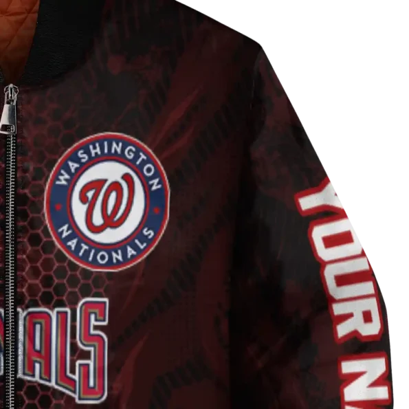 customized washington nationals hexagon mesh red black bomber jacket premium grade