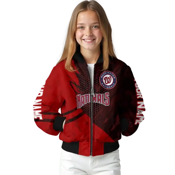 customized washington nationals hexagon mesh red black bomber jacket top rated