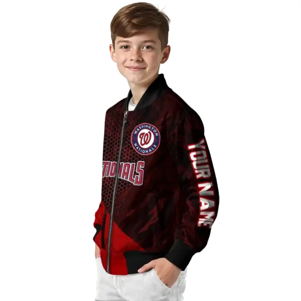 customized washington nationals hexagon mesh red black bomber jacket trendy